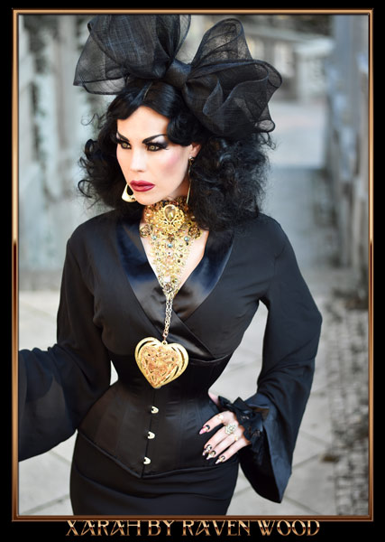 dark fantasy gothic model Xarah in elegant black robe by Raven Wood