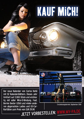 Xarah is in the new Zillo Gothic Fetisch calender 2011 and the new week calendar Girls & legendary US cars