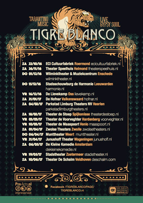 Xarah is performing with the amazing Tigre Blanco during their "Tijgersnest" tour